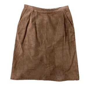 VTG Smith & Watson Brown Suede A-line Skirt Women's 14 Classic 70's Boho Minimal